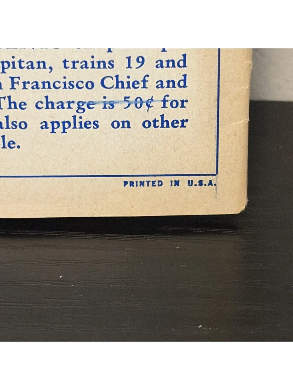 Vintage Fall 1965 Santa Fe Passenger Train Time Table